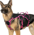 rabbitgoo Escape Proof Dog Harness Large Dogs, Soft Padded Full Body Pet Harness, Reflective Adjustable No Pull Vest with Lift Handle and Leash Clip for Walking Hiking Training, Pink & Black, XL