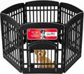 IRIS USA Dog Playpen with Door, 34” 6 Panel Pet Exercise Pen – Indoor Outdoor Puppy Play Pen, Portable Plastic Pet Fence for Small Medium Dogs, Foldable 44” x 63” x 34”, Black