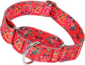 Martingale Dog Collar 1.5” Width – Heavy Duty Adjustable Training Collar with Stylish Red Floral Design – Secure Fit for Large Dogs – Perfect for Walking, Hunting & Outdoor Adventures XL