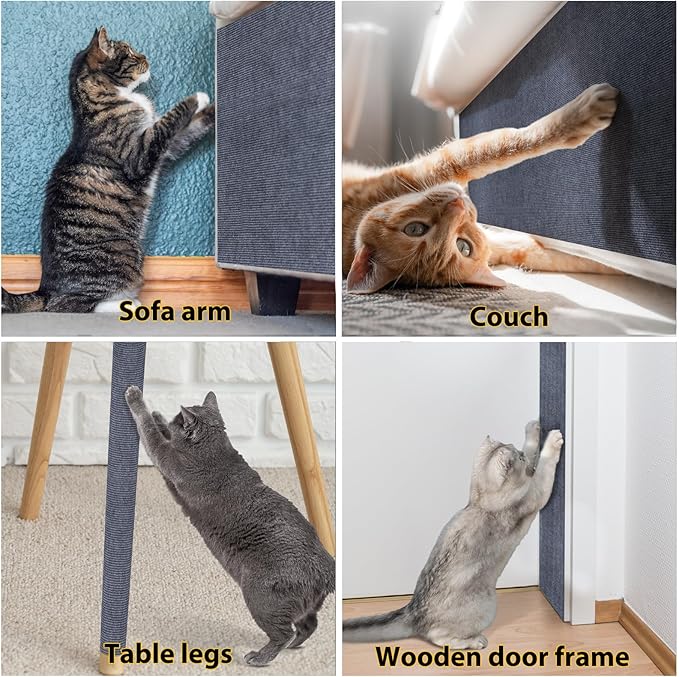 Cat Scratching Mat 39.3"x15.7" Trimmable Self-Adhesive Carpet DIY Climbing Cat Scratcher for Replacement Pads Covering Posts Furniture Protection