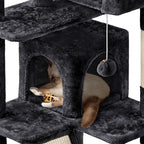 Yaheetech Cat Tree, 57 inches Cat Tower with Double Condo, Scratching Board and Basket, Cat Furniture for Indoor Cats Kitten- Black