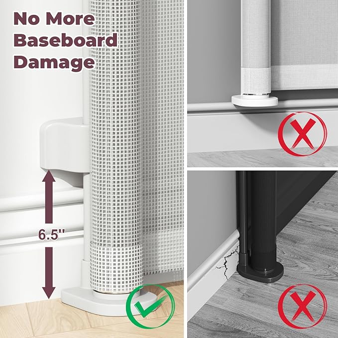 Retractable Baby Gates 2 Pack, 55" Wide Mesh Dog Gate Indoor, 34" Tall Gate for Stairs Doorways Hallways Deck, Child Pet Safety Gate for Indoor Outdoor Home Use, White