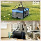 Top and 2 Sides Expandable Cat Carrier 18x13.5x9.5, TSA Airline Approved Dog Carriers for Small Dogs, Soft-Sided Pet Carrier with Self-Locking Zippers for Kitten,Rabbit, Puppy, Guinea Pig Blue