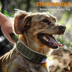 HYDEME Tactical Dog Collar, Alpine Loop Adjustable Military Training Nylon Dog Collars with Handle and Reflective for Small Medium Large Dogs, with Airtags Protective Case & Patches.(XL,OliveGreen)