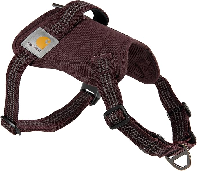 Carhartt Nylon Duck No Pull Dog Harness, Fully Adjustable Dog Harness with Quick Control Handle and Reflective Accents, Deep Wine, X-Large
