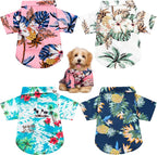 Weewooday 4 Pieces Small Pet Summer T-Shirts Hawaii Style Floral Pet Dog Shirt Breathable Cool Clothes Beach Seaside Puppy Sweatshirt for Puppy(Floral Style,Small)