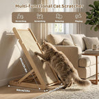 XiaZ Sisal Cat Scratcher, 31" Wooden Cat Scratching Board with 5 Adjustable Heights, Replaceable Sisal Mat and Angled Scratch Pad for Indoor Cats, Ready to Use, No Assembly Required