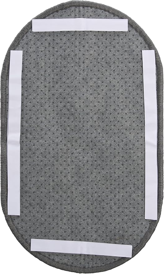 SAFAVIEH Cat Scratch Mat Pad Collection, 12" x 20", Oval, Gray, Boucle Weave, Velcro & Slip Resistant Backing