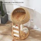 Modern Design Cat Tree Tower, Hand Woven Comfortable Cat Nests with Natural Sisal Staircase and Scratch Toys, This Apartment is Suitable for Large Breed Indoor Multiple Play with