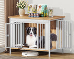 EasyCom Dog Crate Furniture for 1 or 2 Dogs, Heavy Duty Single/Double Dog Crates for Small/Medium/Large Dogs, Dog Kennel Furniture Indoor as TV Stand, Large Size 39.96" L(35-60 Pounds), White