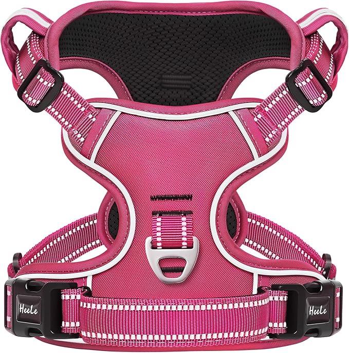 HEELE Dog Harness for Small Dogs No Pull Dog Vest Harness for Small Dog with Soft Padded Handle Reflective for Outdoor Training, Rose(Matching Trim), S