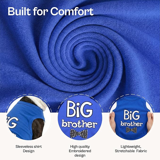 Parisian Pet Dog Shirt – 100% Cotton Shirts for Medium Dogs – Blue Sleeveless Puppy Clothes – Lightweight and Breathable Dog Apparel – Boy Big Brother Dogs Clothes - Stretchy Pet T Shirts