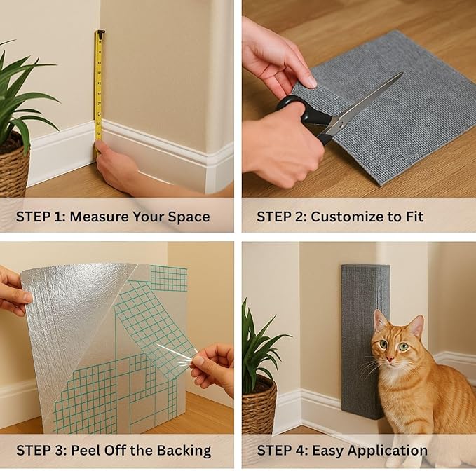 Cat Scratch Mat (Brown, 10-Pack), 23.6’’ x 11.8’’ Cat Wall Corner Scratcher, Versatile Self-Adhesive Replacement Easy Use for Cat Trees, Furniture, Scratching Posts, and Couch Protection