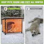 GUTINNEEN Extra Large Heated Dog House Outdoor Insulated Dog House Weatherproof Dog Kennel with Thermostat-Controlled Heating Pad, 6-Sided Thermal Liner, Chew-Proof Metal Frame for Large Dog Breeds,XL