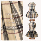 PUPTECK Classic Plaid Dog Dress Cute Puppy Clothes Outfit Small