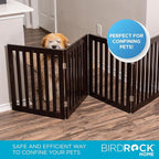 INTERNET'S BEST Dog Gate Indoor Freestanding Pet Barrier, Folding Wood Dog Fence, Extra Wide Doorway Puppy Gate, Indoor Animal Privacy Panel, Wooden Cat Fence - 4 Panel - 24", Espresso