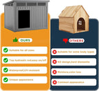 DRATO Large Dog House Outdoor for Indoor with Weatherproof & Removable Roof,Fits Small to Large (Gray, 42.87 * 32.95 * 31.61'')