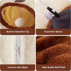 ZOMISA Cat Tunnel Bed for Indoor Cats, Cute Cat Donut Toy Tunnel for Small Large Cats with Washable Circle Cushion, Peekaboo Pet Cave Play Tunnel for Kitten, Puppy, Navy Blue