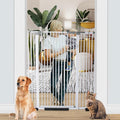 51.18 Inch Extra Tall Pet Gate, 29.5-43" Adjustable Wide Auto Close Dog Gates, Pressure Mounted Walk Through Tall Cat Gate for Doorways,Hallway,Stairs（White）