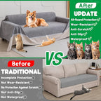 Cat Scratch Furniture Protector - Anti-Slip, Waterproof Sofa Cover to Keep Cats Off, Pet-Friendly Couch Protectors for 3 Cushion Couch, Anti-Scratch Couch Cover for Pets and Kids 150"X91"Dark Gray