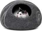 MEOWFIA Cat Cave – Premium Felt Cat Bed for Indoor Cats, Handmade Merino Wool (Dark Grey, Large)