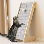 PETKARAY Felt Cat Scratcher, L Shaped Scratching Pad, Scratch Resistant Carpet Scratcher Ramp, Slot-Free Scratch Board with Toy Ball, Light Grey
