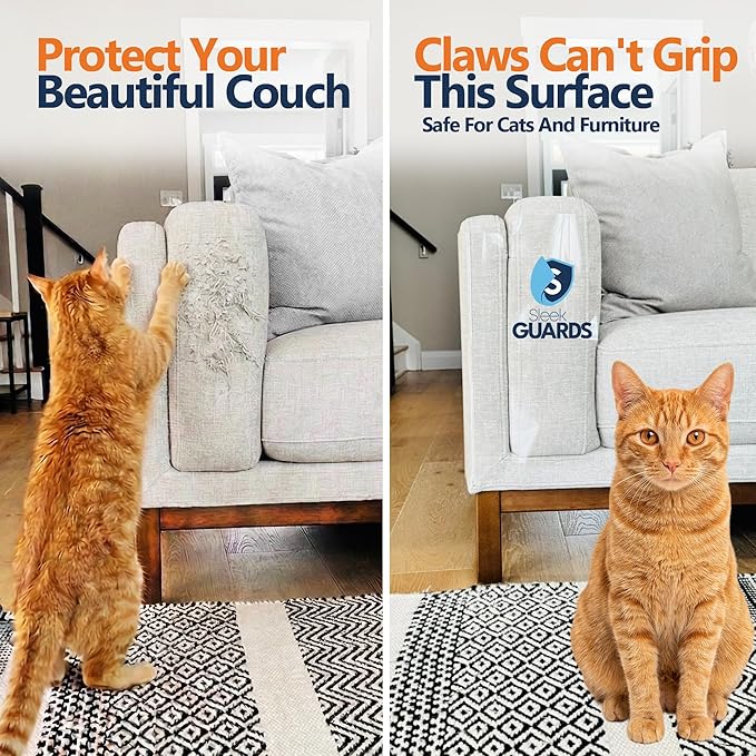 Furniture Protector from Cats, 12-Pack Anti-Scratching Sticky Tape, Scratch Deterrent, Cat Scratch Furniture Protector, Couch Protector from Cat Claws, Sofa Corners, Couch Corner Protector for Cats
