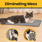 Cat Scratcher Mat,Natural Sisal Cat Scratch Pad with Hook&Loop Tape,Horizontal Floor Kitty Scratching Pads Rug for Indoor,Pet Furniture Protector for Couch&Carpets&Sofas, Large, Grey