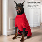 cyeollo Dog Pajamas for Medium to Large Sized Dogs Fleece Dog Pjs Warm Doggie Onesie Jumpsuit Stretchable Winter Coat Pet Clothes Girl Boy, Color Red