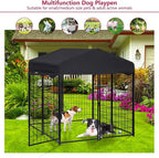 Dog Kennel Outdoor Dog House with Roof Waterproof Cover,2 Sets 4x4x4.5ft Outside Dog Pen for Puppy Small/Medium Dogs,UV-Resistant Exercise Dog Playpen Metal Pet Crate Cage