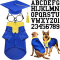 5 Pcs Dog Graduation Costume Set Include 2026 Pet Graduation Gown with Stole Puppy Grad Cap Lensless Glasses DIY Letter Stickers for Dogs Cats Holiday Costume Accessory(Blue Yellow,XXL)