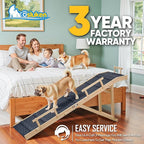 Dog Ramp for Bed with Rails, 64" Long Foldable Pet Ramp for Small Large Dogs, Dog Ramps for High Beds with Safety Side Railng, 6 Adjustable Heights 24" to 30" Up to 220LBS (Gray, 63" X 17inch)