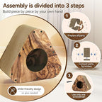 Cat Scratcher House, Cozy Cardboard Design, Safe and Secure for Kittens, Eco-Friendly, Wood Grain (Triangles)