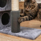ROYPET Cat Trees with Three Cat Houses Condos with Scratch Posts and Cat Toys,Grey