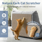 Natural Cork Cat Scratcher Mat, Self-Stick & Trimmable Furniture Protector for Couch, Door, Wall & Bed Corner, Claw-Friendly for Indoor Cats (Smoke Gray, 39.4 x 11.8 Inch)