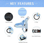 Didog No Pull Dog Harness with Soft Padded, Easy Walk Dog Harness with Quick Release Buckle, Adjustable & Reflective Pet Harness with Soft Padded for Medium Large Dogs (L:Chest 26-33", Blue)