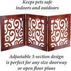 3-Section Adjustable and Scrolled Wooden Pet Gate by Etna