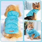 Winter Warm Dog Jacket for Small Medium Dogs Cat Cold Weather Coats with Harness Paded Dogs Fleece Vest Waterproof Windproof Dog Snow Jacket Pet Puppy Clothes (Blue,XXL)