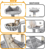 Yaheetech 57in Multi-Level Cat Tree for Large Cats, Luxurious Cat Activity Center with 2 Condos, 3 Jump Perches and Scratching Posts for Indoor Cats and Kittens, Light Gray
