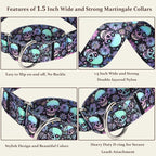 Martingale Dog Collar 1.5 Inch Wide - Heavy Duty Skull Design for Large Dogs, Adjustable Training Collar for Walking, Hunting, and Outdoor Activities - Perfect for Boys and Girls (XL)