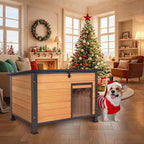 Dog House Outdoor Weatherproof, Sturdy Large Breed Doghouse Anti-Chewing Iron Frames Wood Houses, Dog Shelter for Indoor Puppies, Cats
