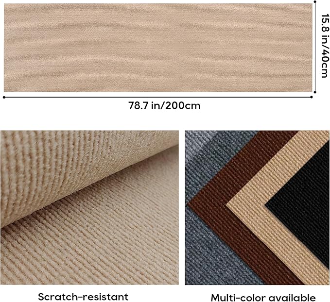 Anti Cat Scratch Furniture Protector,78.7 * 15.8in Cat Wall Scratcher, Adhesive Sofa Couch Corner Protectors for Cats, DIY Climbing Carpet Remnants Roll(Beige)