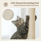 PETEPELA Floor to Ceiling Cat Tree, 92.9''-101.6''Height Adjustable Cat Tower Tall Cat Climbing Play House, Cozy Condo, Scratching Post and Spacious Hammock for Indoor Cats Large Adult, Beige