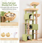 Globlazer Extra Large Catus Cat Tree Tower for Indoor Cats Large Adult, 80in Tall Heavy Duty Cat Tree with 3 Spacious Cat Condos, Oversized Fan-Shaped Perch, 6 Sisal Scratching Posts, S80, Green