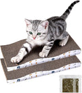Cat Scratching Board, Large Wide Corrugate Cat Scratcher with Catnip, Premium Scratch, Double-Sided Design, Cat Scratch Pad for Indoor Cats and Kitten,Furniture Protectors from Cat Scratching (2-PACK)