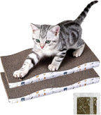 Cat Scratching Board, Large Wide Corrugate Cat Scratcher with Catnip, Premium Scratch, Double-Sided Design, Cat Scratch Pad for Indoor Cats and Kitten,Furniture Protectors from Cat Scratching (2-PACK)