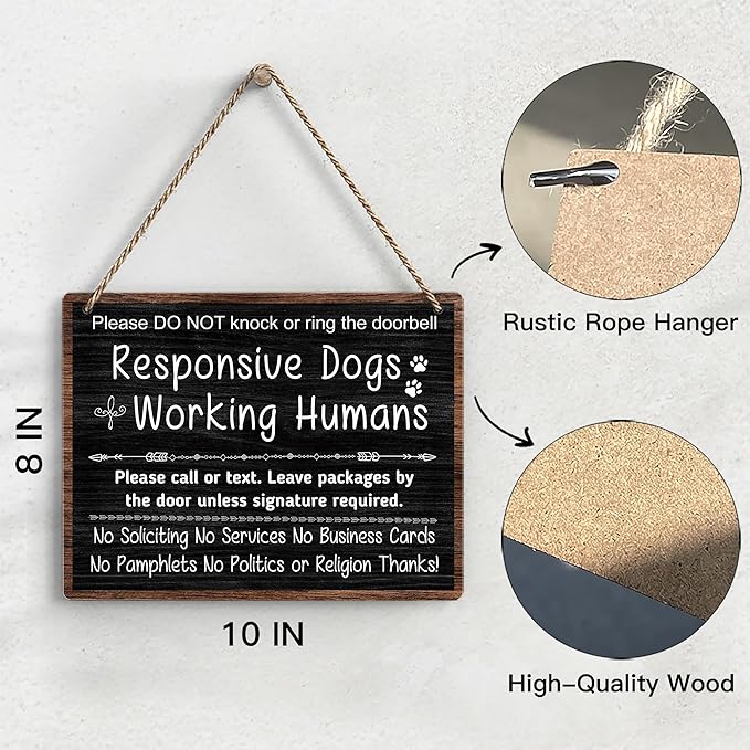 No Soliciting Sign For House, Do Not Knock Or Ring Doorbell, Do Not Knock Or Ring Doorbell, Rustic Hanging Sign For Front Door, Nursery Home Bedroom - f001