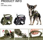 Tactical Small Dog Harness Tactical Puppy Vest with Rubber Handle K9 Military Adjustable Pet Cat Vest Harness for Outdoor Training XS Dog Harness (Green Harness)