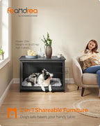 Feandrea 38.6" Dog Crate Furniture, Indoor Dog Cage Side End Table, XL Pet Wood Kennel for Large and Medium Dogs up to 70 lb with Multi-Purpose Removable Tray, Double-Door Pet House, Ink Black