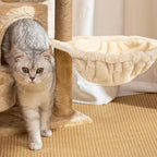 Cat Hammock 17in Dia. Spoon-Shape Large Cat Tree Hammock Soft Scratch-Proof Cat Tree Replacement Parts Washable Cat Tree Attachments Beige Cat Tree Hammock